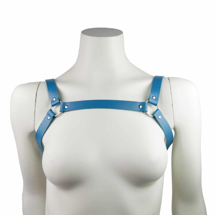 Leather Chest Harness Blue